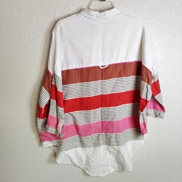 Holding Horses Anthro Monroe Striped Button Down Oversized Top Blouse Size XS/S - Picture 7 of 8